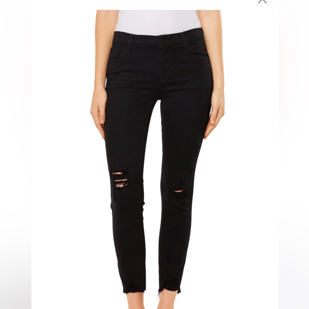 J Brand Black Overexposure Distressed Mid Rise Crop Skinny Jeans Size 31